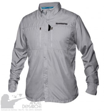 INDUMENTARIA CAMISA MANGA LARGA GRIS TALLE L SHIMANO