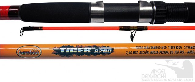 CAÑA BAMBOO TIGER 3602 3.60 mts 2 fibra de vidrio goma eva 120-150 grs CAÑA BAMBOO TIGER 3602 3.60 mts 2 fibra de vidrio goma eva 120-150 grs