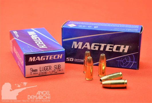 MUNICION MAGTECH 9mm SUBSONICA 147 Gr JHP FLAT