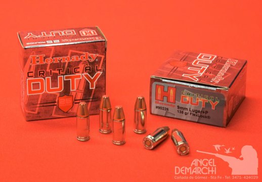 MUNICION HORNADY 9 MM + P 135 GR CRITICAL DUTY 