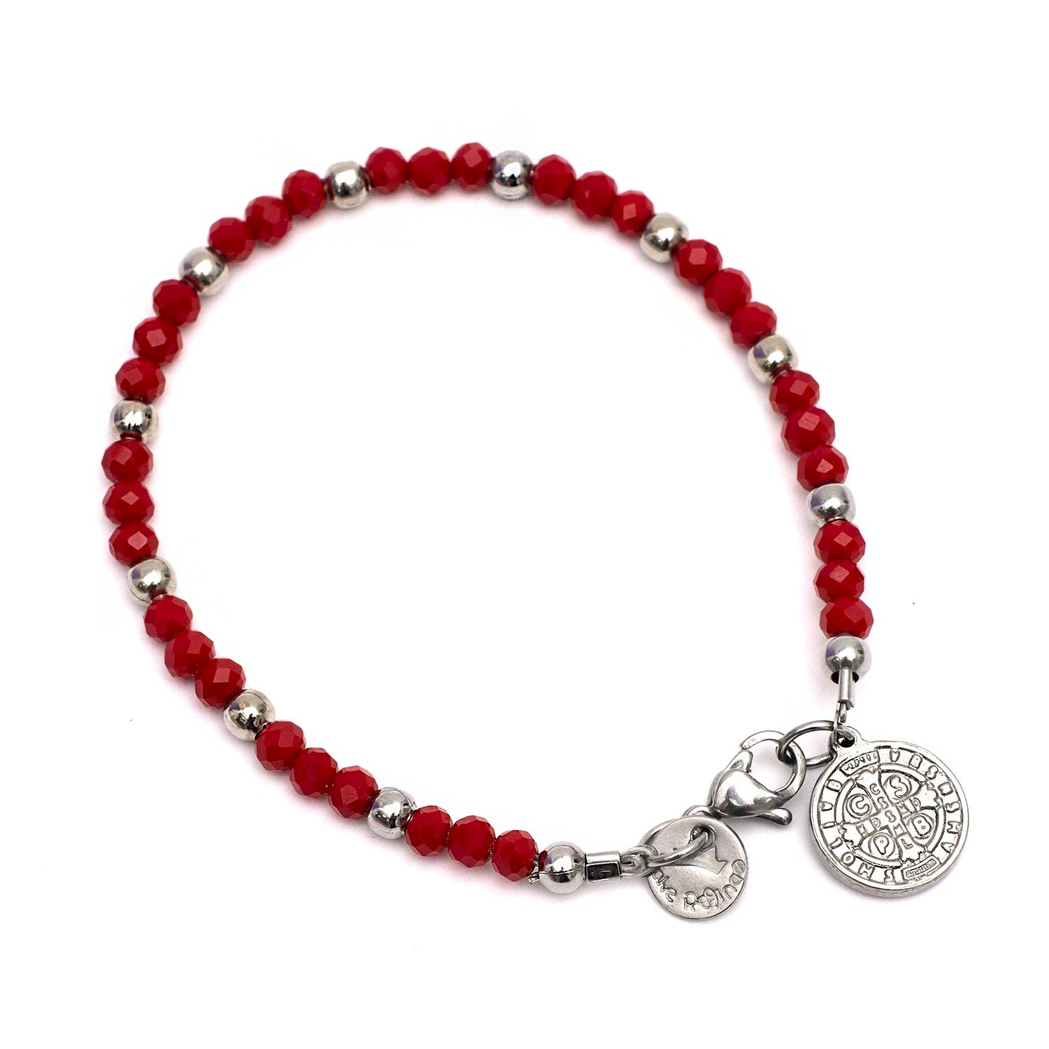 Pulsera Acero San Benito Abad (Rojo)