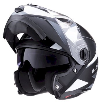 CASCO LS2 370 EASY STRIPE NEGRO BLANCO + VISOR NEGRO