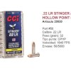 MUNICION CCI STINGER .22 LR HUECA/COBREADA 32 Gr - HP HV COB