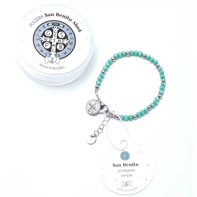Pulsera Acero San Benito Abad (Aqua)
