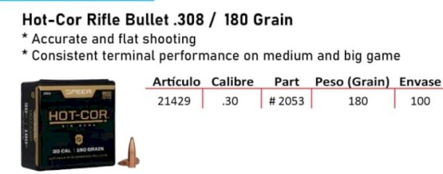 PUNTAS SPEER .30 - 180 GRS SPT #2053