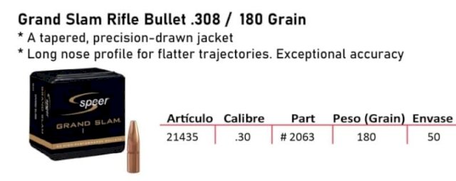 PUNTAS SPEER .30 - 180 GRS GRANS SLAM #2063