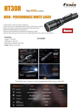 LINTERNA FENIX HT30R 500 LUMENS - LASER 1500 METROS