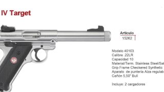 PISTOLA RUGER MARK IV TARGET CAL. 22 C/ROSCA