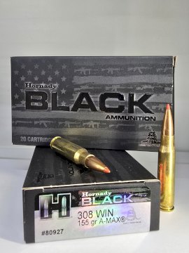 MUNICION HORNADY .308 WIN 155 GR A-MAX BLACK #80927 MUNICION HORNADY .308 WIN 155 GR A-MAX BLACK #80927