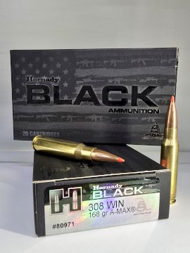 MUNICION HORNADY .308WIN 168 A-MAX BLACK MUNICION HORNADY .308WIN 168 A-MAX BLACK