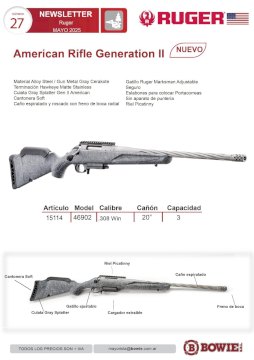 CARABINA RUGER AMERICAN RIFLE GENERACION II CAL 308 CARABINA RUGER AMERICAN RIFLE GENERACION II CAL 308