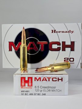 MUNICION HORNADY CAL .6,5 CREEDMOOR MATCH 120 Gr ELD MATCH
