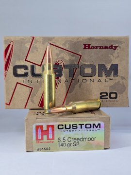 MUNICION HORNADY .6,5 CREEDMOOR CUSTOM INTERNACIONAL 140 Gr SP INTERLOCK