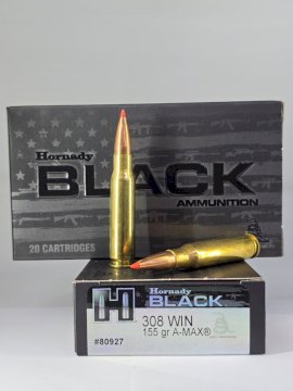 MUNICION HORNADY CAL .308 WIN 155 GR A-MAX BLACK #80927