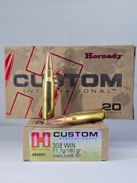 MUNICION HORNADY CAL .308 CUSTOM INTERNATIONAL 180GR SP MUNICION HORNADY CAL .308 CUSTOM INTERNATIONAL 180GR SP