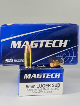 MUNICION MAGTECH CAL .9MM SUBSONICA 147 Gr FMC FLAT