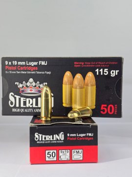 MUNICION STERLING CAL .9MM 115 Gr FMJ