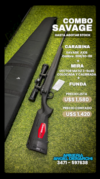 CARABINA SAVAGE AXIS CAL. 308 COMBO C/ MIRA VECTOR FORESTER 3-9X40
