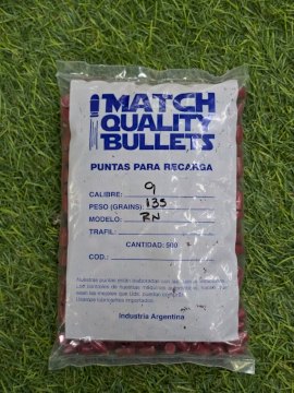 PUNTAS MATCH Q 9MM 135GR TEFLON - RN PUNTAS MATCH Q 9MM 135GR TEFLON - RN