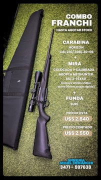 CARABINA FRANCHI HORIZON COMBO C/MIRA MEOPTA MEOHUNTER R5 3-15X50