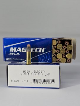 MUNICION MAGTECH CAL .22 LR HUECA/COBREADA 36 Gr - HP HV COB