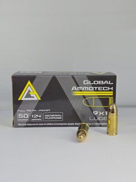 MUNICION GLOBAL AMMOTECH 9mm 124 Gr FMJ