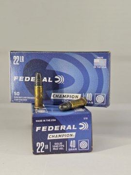MUNICION FEDERAL CAL.22LR LRN CHAMPION SOLIDA/PLOMO 40 Gr X 500