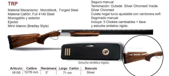 ESCOPETA HUGLU SUPERPUESTA CAL.12 TRP NOGAL/PAVON