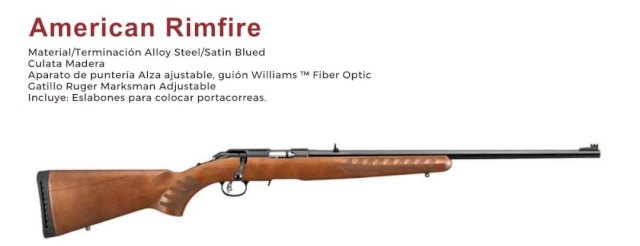 CARABINA RUGER AMERICAN CAL.22LR NOGAL/PAVON